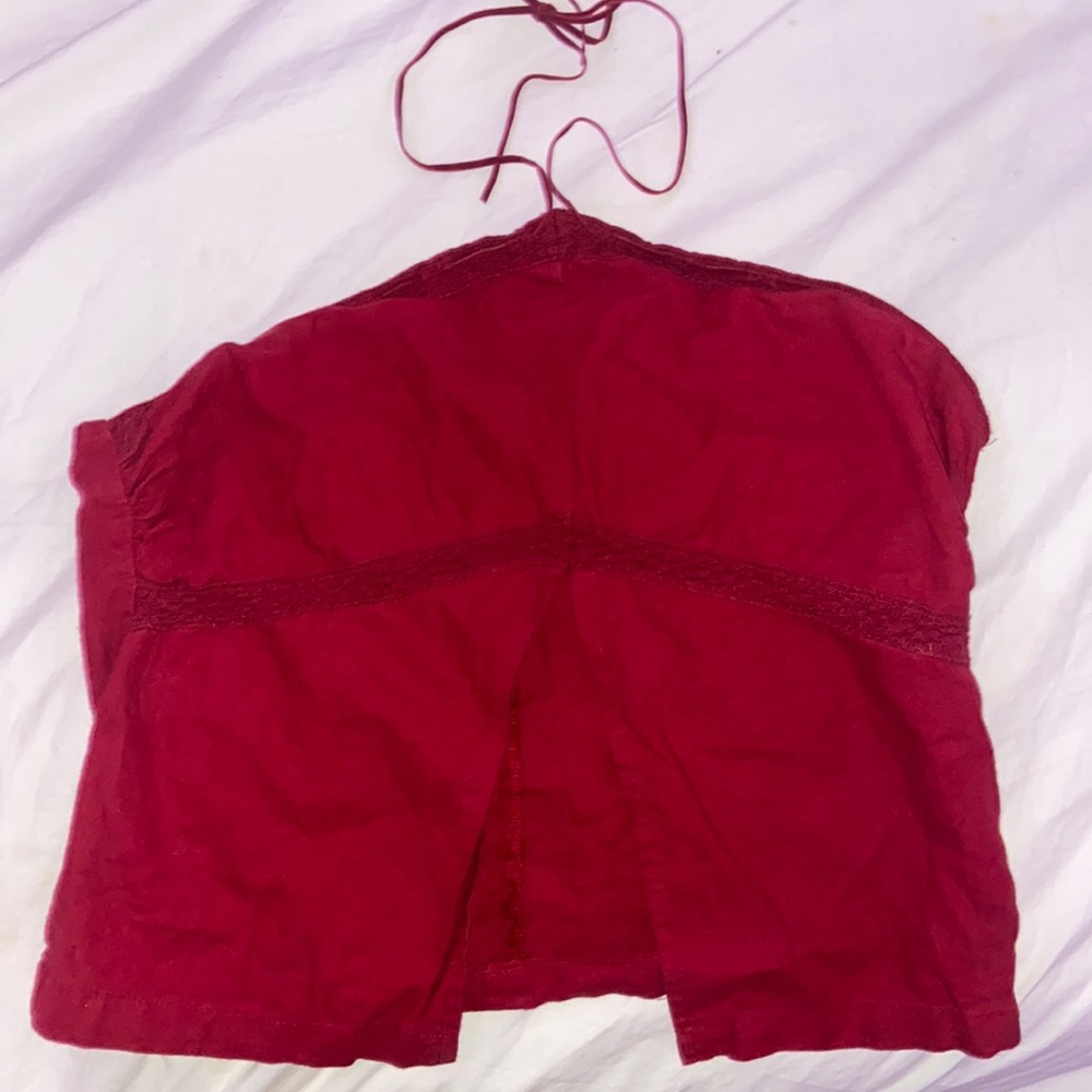 Red halter cropped top